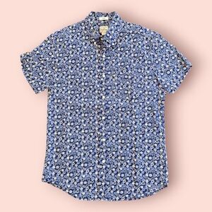 J. Crew Blue and White Floral Button Down Shirt